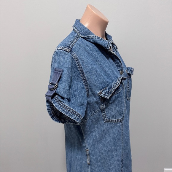 Faded Glory Vintage Walmart Women’s Denim Snap Down Dress 14 Jean - Picture 3 of 5